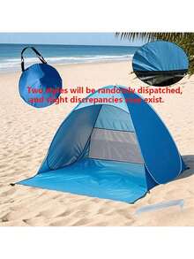 1pc Quick-Open Beach Camping Tent - Spacious Outdoor Sunshade, Includes Storage Bag, Suitable For Family And Friends, Blue Triangle Design, Polyester Fabric, Perfect For Beach, Camping, Hiking, Camping Essential - Multicolor - View 14