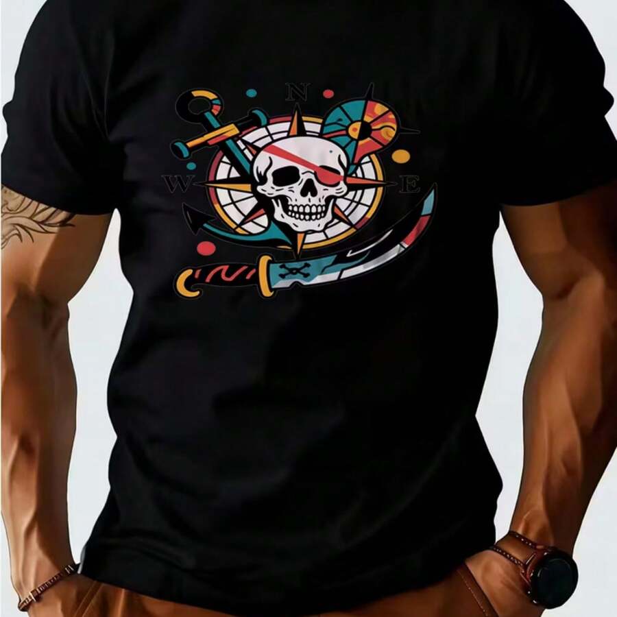 Printed T-Shirt For Men And Women - Black - View 1