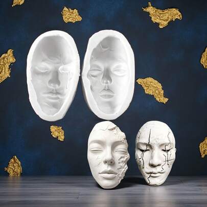 1pc DIY Abstract Face Mask Resin Casting Mold, Multi-Expression Creative Human Face Mold Suitable For Resin, Clay And Candle Making, Applicable For Making Pendant Decorations And Keychains