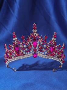 1pc Elegant Silver Rhinestone Women's Baroque Crown Headpiece, Bridal Wedding Hair Accessory, Romantic Princess Ball Party Tiara,Coronas - Multicolor - View 14