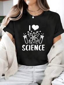 Camiseta deportiva casual con estampado 2026, de corte holgado, cuello redondo y manga corta, para correr, para mujer, primavera/verano. - Negro - Ver 7