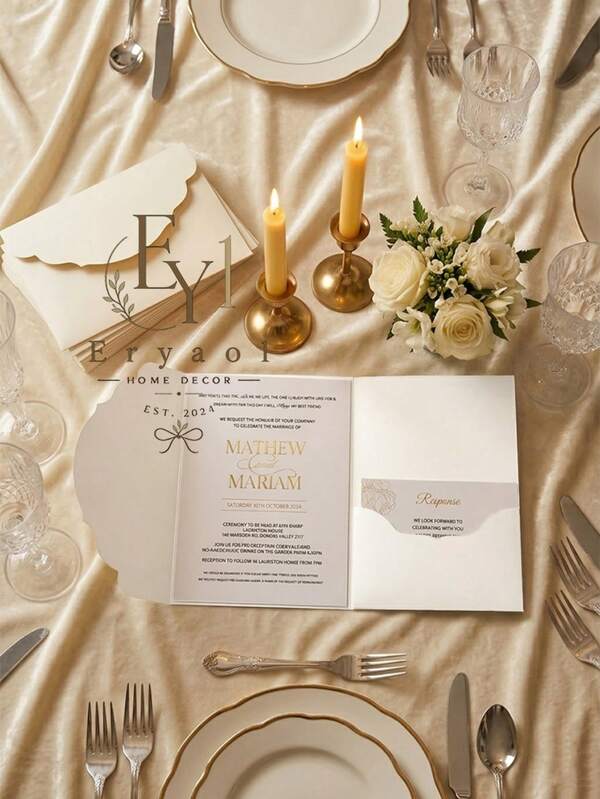 10pcs Elegant Black & White Blank Folding Invitation Cards - Suitable For DIY Wedding, Engagement, Bridal Shower, Bachelorette Party, High-Quality Paper Envelopes, Exquisite Craftsmanship, Suitable For Special Occasions And Weddings