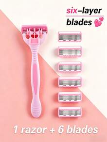 6-Layer Women's Shaving Razor, 6/12/18/24/36 Pcs Blades, Safety Razor For Women, Suitable For Intimate Areas, Armpits, Legs, Shaving Tool, Facial Care, Travel Essential - 1 Handle + 12 Blades - View 15