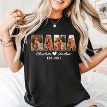 Camiseta Personalizada para Mamá, Camiseta con Foto de Mamá, Regalo para Mamá, Camiseta con Foto de Mamá, Regalo Personalizado para Cumpleaños/Día de la Madre/Festividades/Vida Cotidiana, 100% Algodón. - Negro - Ver 2