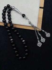 Chuỗi hạt Mân Côi 1 sợi 10mm bằng sứ và thủy tinh, đính đá Obsidian, kiểu dáng cổ điển, tua rua, phong cách Ả Rập, trang sức Hồi giáo, quà tặng lễ hội. - Nhiều màu - Xem 1