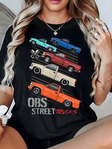 Classic OBS Trucks T-Shirts In Vibrant Colors, Urban Style, That Convey Speed And Urban Culture - Women's T-Shirt - 黑色 - 查看 1