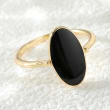 Minimalist Luxury Oval Ring, Personalized For Daily Commute And Party Wear - Black - View 5