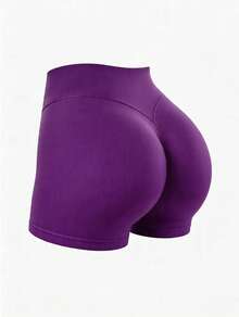 Shorts d'été décontractés pour femmes Aoqta, couleur unie, shorts de contrôle du ventre et de levage pour le yoga, la course, l'entraînement, le port quotidien - Prune - Voir 8