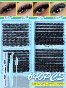 800/621 D-Type Segmented False Eyelash Cluster, 10D+20D+30D+40D+50D+60D+80D+100D+120D+150D Mixed Length Thick Black Natural Fluffy Individual False Eyelashes DIY Home Kit. Thickened Design, Easy For Beginners. Long-Lasting Fashionable, Comfortable Wear, Suitable For Individual Lash Extension. - Màu xanh lam - Xem 18