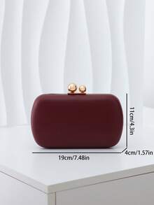 Mini sac de soirée multifonctionnel de luxe pour femme, pochette avec fermoir boule doré glamour, sac à bandoulière et sac bandoulière - Rouge foncé - Voir 5
