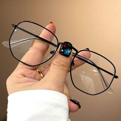 1 Pair Transparent Blue Light Blocking Glasses For Teens, Metal Frame, Suitable For Daily Outdoor Reading And Matching Outfits, Casual And Versatile, Fit For Boys And Girls, Daily Life, Transparent Lenses, Fashion Eyewear
