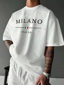 Soft 100% Cotton T-Shirt, Short Sleeve T-Shirt With Letter Print, Casual Slim Fit For Men, Breathable Cotton T-Shirt, Goes With Everything, Great. - 白色 - 查看 6