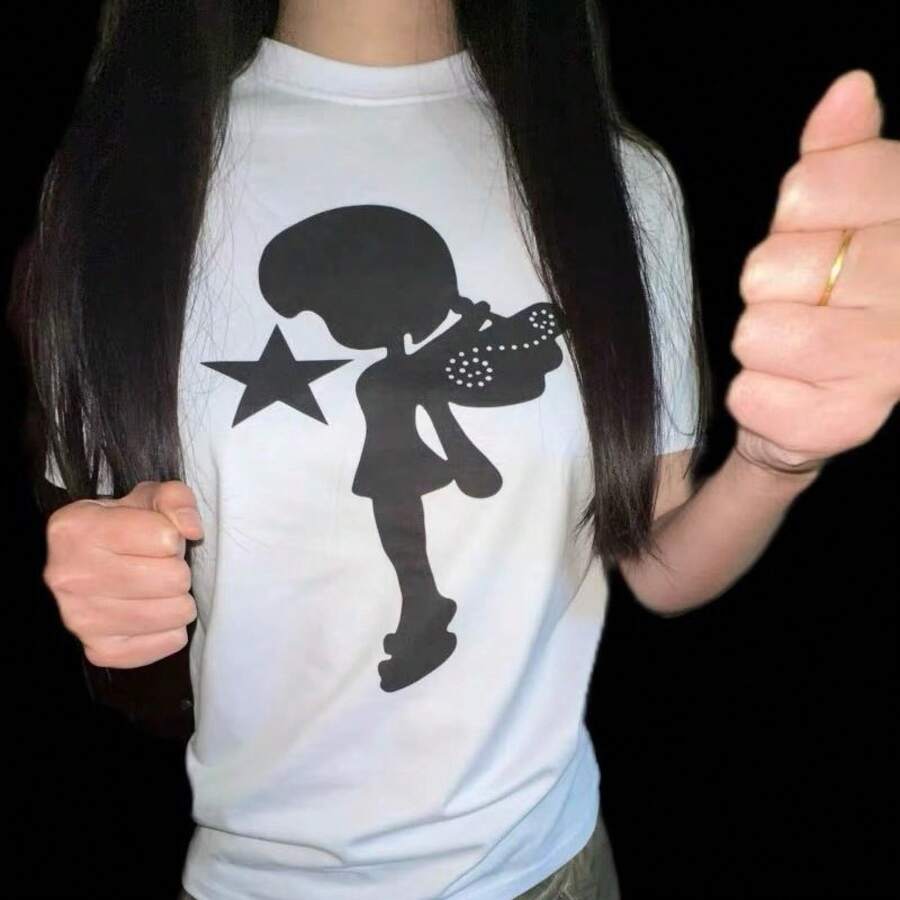 100 New Styles Of Pure Cotton Printed T-Shirts, Versatile And Casual For Summer, American Style Short Sleeve T-Shirts For Men And Women. - 白色短袖 - 查看 1
