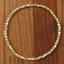 1pc Elegant Minimalist Gold Color Hematite Square Beads Bracelet, Gold Elastic Square Beads Bracelet, Versatile For Commuting, Niche Design, Gift For Best Friend, Birthday Gift - Gold - View 4