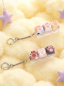 Llavero con forma de pata de gato lindo, anillo para llaves, juguete antiestrés para aliviar la tensión, prueba de presión, tapa de llave, colgante para mochila, regalo de pareja para vacaciones - Multicolor - Ver 4