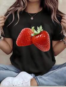 Camiseta de talla grande - Camiseta divertida con estampado para mujer - Top casual de manga corta y cuello redondo, holgado, lavable a máquina para comodidad en todas las estaciones, ropa casual; estilo holgado; Impresión duradera, perfecta para regalos navideños, almacén local - Camiseta unisex de algodón de manga corta y cuello redondo, estilo vintage urbano. - Negro - Ver 6