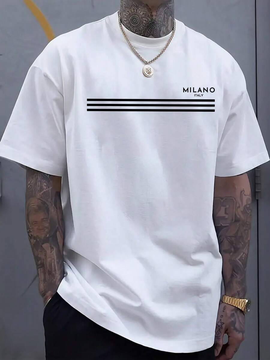 Camiseta Estampada de Moda para Hombre 100% Algodón Suave y Cómoda - Blanco - Ver 1