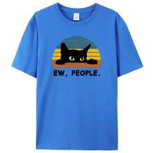 2025 Camiseta con estampado de gato acogedor para hombre, camisetas de algodón con estampado de Anime de alta calidad, ropa informal divertida para mujer, camiseta Unisex - Negro - Ver 9