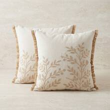 1pc Bohemian Style Spring/Summer Striped Throw Pillow Cover - With Texture And Plush Decor, Suitable For Sofa, Bedroom | Polyester Fiber Decor, Size 18x18 Inches And 12x20 Inches (Inner Pillow Not Included) - Beige - View 19