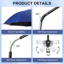 Foldable Fishing Chair Umbrella, UV Protection Adjustable Sunshade, Easy Installation For Outdoor Camping, Hiking And Fishing, Portable Sunshade - Multicolor - View 6