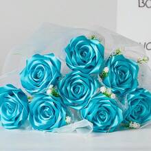 25 Yards Multi-Size Perforated Blue Single-Sided Polyester Satin Ribbon, Minimalist Style Ribbon For DIY Crafts + Hair Accessories, Gift Box Packaging Ribbon, Floral Bouquet Tie, Floral Ribbon, Handmade Gift Wrap Ribbon - Kong Lan - View 2