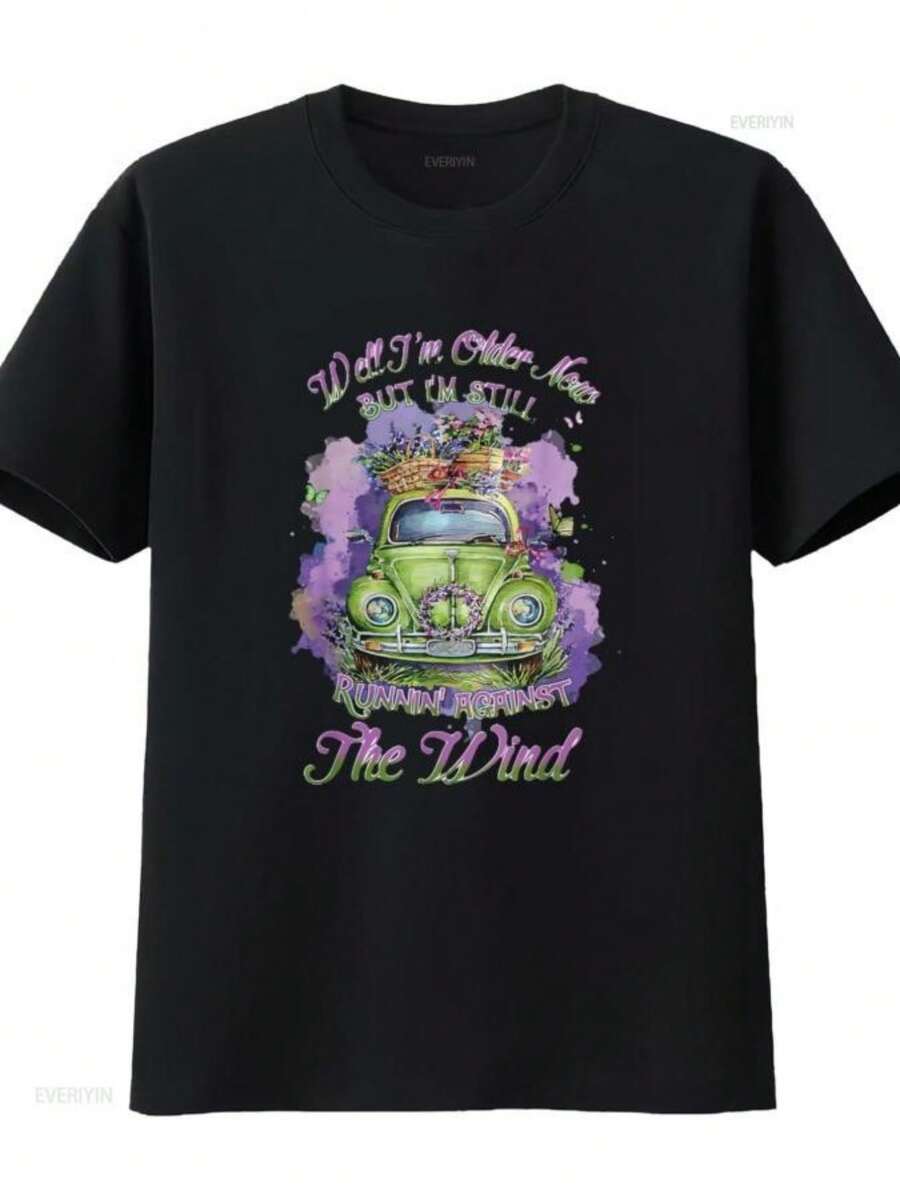 playeras de mujer 2026 Mens Well I m Older Now But Still Running Against The Wind Women T Shirt Black vintage Washed designer clothes homme Breathable - Negro - Ver 1