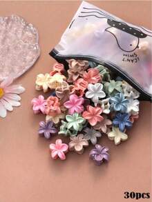 Conjunto de 10/20/30 presilhas de cabelo retrô em tons suaves com flores de margarida. Acessórios de cabelo florais pequenos e coloridos, ideais para rabo de cavalo, maquiagem diária, apresentações de palco e atividades ao ar livre. Acompanha elegante bolsa para guardar as presilhas. Presilhas de cabelo casuais para o verão. - Multicolorido - Ver 10