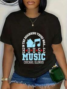 100% Algodón In The Beginning There Was House - Camiseta de DJ de House Music de Chicago, Cuello Redondo, Manga Corta, Camiseta Gráfica para Hombre y Mujer - Estilo Urbano Vintage, Unisex, Camiseta Holgada de Algodón de Manga Corta con Cuello Redondo, 100% algodón puro - Negro - Ver 1