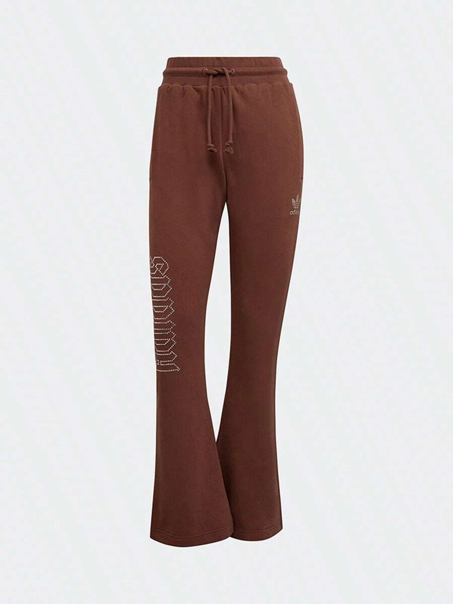 Adidas Fashionable & Versatile Women's Flare Drawstring Pants - Brown - View 1