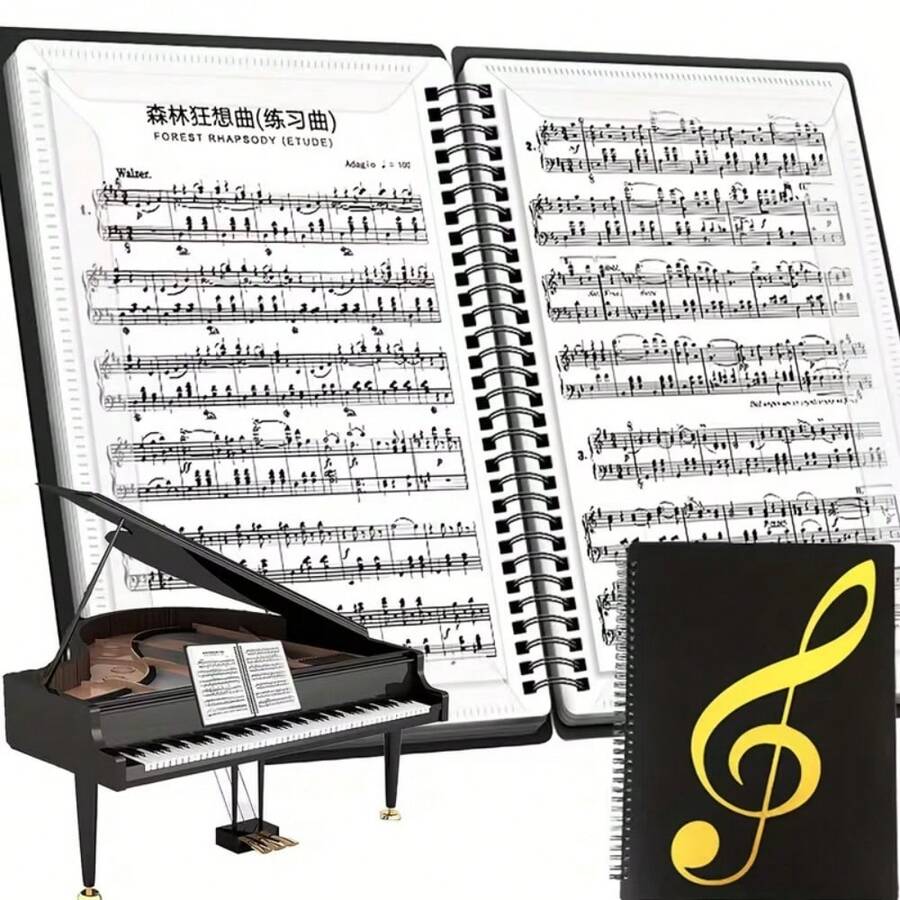 A4 Piano Sheet Music Binder, 20 Pages 40 Slots Large Capacity Expandable Music Score Folder, Matte Inner Pages For Writing, Transparent Inner Pages Anti-Glare, Anti-Fold Waterproof Durable, Suitable For Daily Practice, Band Performance, Stage Performance, Music Classroom - Multicolor - View 1
