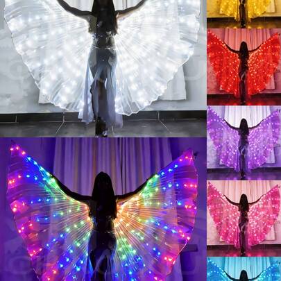 LED Colorful Glowing Wings Costume Set, Includes Wand And Cape, Festival Gift, Stage Decor, Holiday Decor, Room Decor, Home Decor, Theme Party Decor, Christmas And Valentine's Day Decor