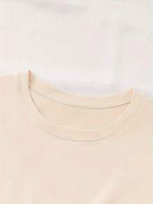 GiftJenelle Women's Short Sleeve Printed T-Shirt, Round Neck, Elegant Casual Fashion, Soft - 杏色 - 查看 4
