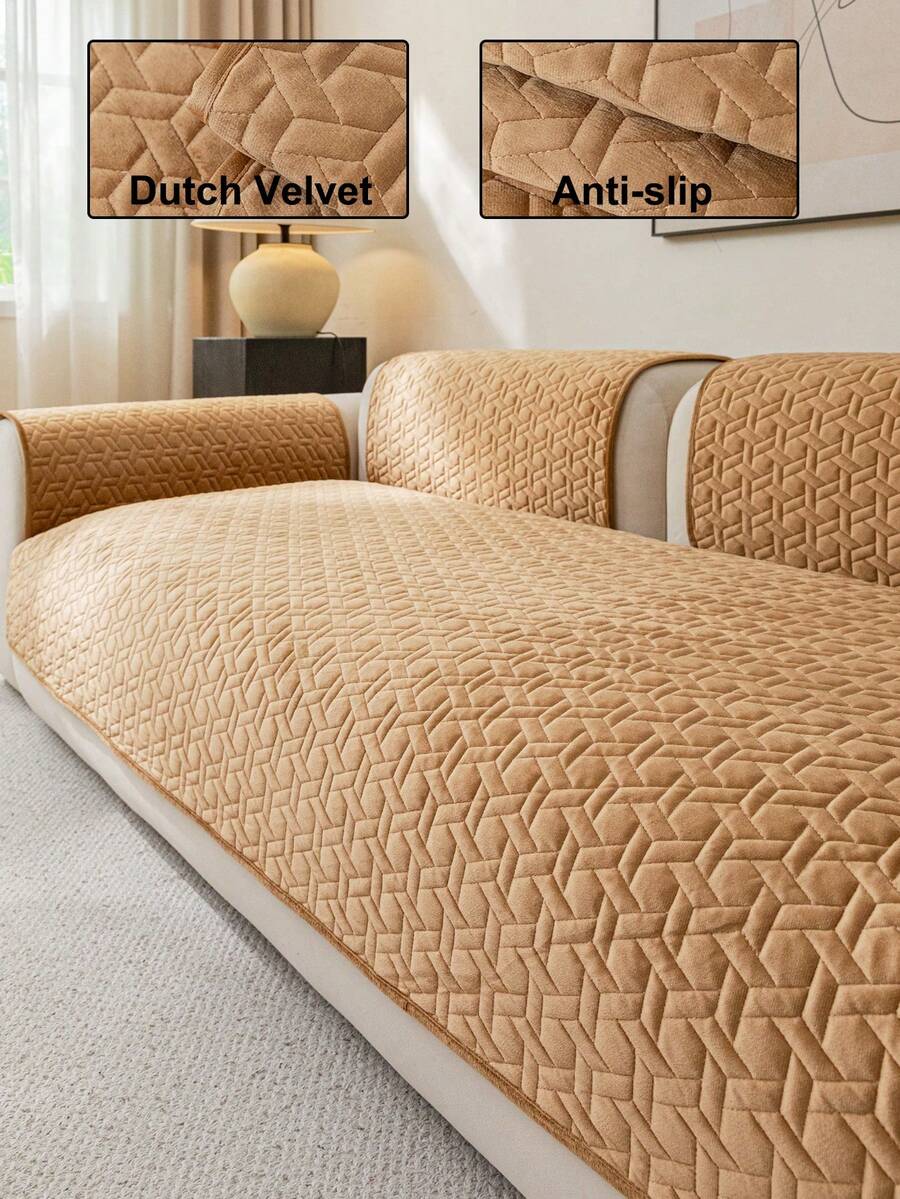 1 tấm bọc ghế sofa bằng nhung màu trơn, thoáng khí và mềm mại cho mùa xuân/hè, có thể giặt máy, thân thiện với thú cưng, bền bỉ cho mọi mùa, bảo vệ đồ nội thất và trang trí ngày lễ, phù hợp với tay vịn và tựa lưng của ghế sofa 1/2/3/4 chỗ ngồi. - Màu Khaki - Xem 1