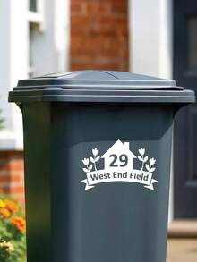 Trash Can Sticker Set (Optional 1/2/3/4/5/6/7/8/10pcs): Customized Stickers, Including Room Number And Floral Pattern. Personalized Text And Address Labels, Mailbox Number And Street Name Stickers. Waterproof And Durable, Self-Adhesive And Easy To Apply. Suitable For Trash Cans, Mailboxes, Houses And Recycling Bins, Multiple Colors Available. - Multicolor - View 4
