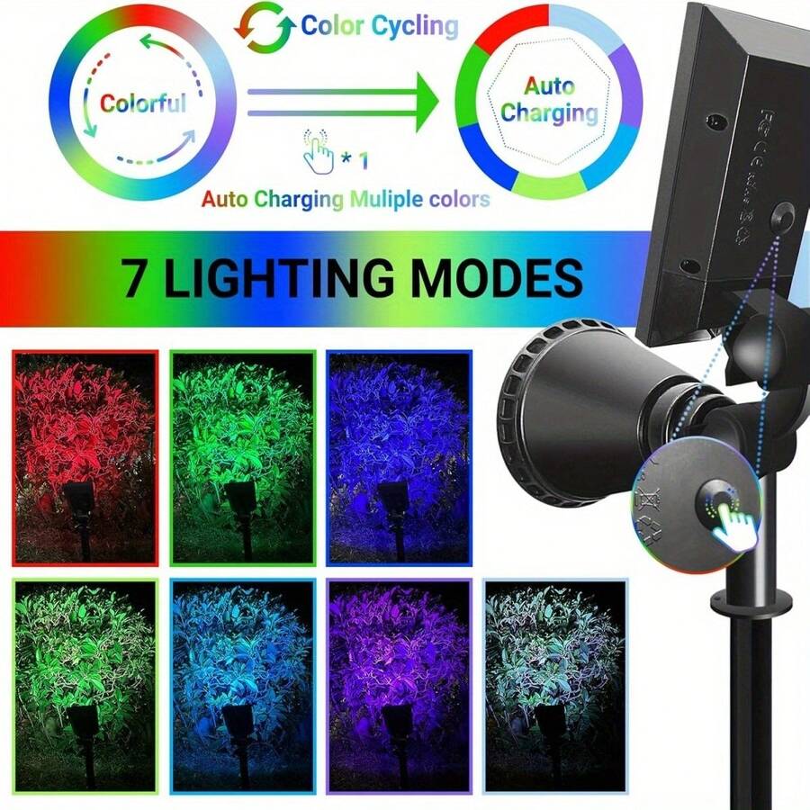 (1 unidad/caja) Focos solares IP44 para exteriores, luces de césped superbrillantes, luces de jardín, paisajes y árboles - C - Ver 1