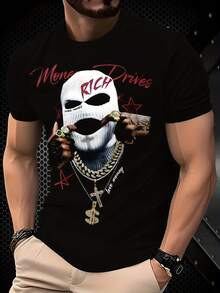 Camiseta de moda para hombre con estampado 3D novedoso Ale. - Negro - Ver 3