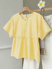 Camisa de mujer tejida a rayas verdes - Amarillo - Ver 3