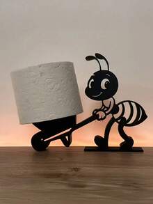 2Pcs Smiling Ant Toilet Paper Holder, Cute Vinyl Standing Tissue Dispenser, Funny Insect Shape Bathroom Organizer, Multi-Functional Countertop Storage Rack, Unique Animal Style Household Gadgets, Creative Decor Accessories For Home Restroom Vanity - Multicolor - View 5