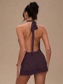 Vestido mini con estampado de lunares y espalda descubierta para mujer - Granada - Ver 2