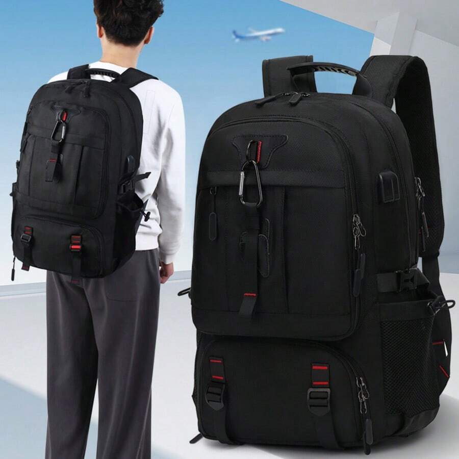 男女通用户外旅行背包,带鞋仓,适合徒步旅行、露营、运动、健身、休闲、装笔记本电脑,尼龙材质双肩包 - 彩色 - 查看 1