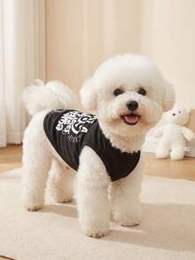 LUCKIE LABO 1pc "Just A Boy Who Loves His Mama" Letter Slogan Funny Print Pet Vest, Physical Flea Protection, Reduces Shedding, Insulated & Breathable Dog Vest, Suitable For Large And Small Dogs And Cats, Indoor And Outdoor - Black - View 4