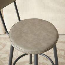Long Bar Table With 3 PU Padded Bar Stools, Industrial Style, Ideal For The Kitchen, Dining Room, Living Room Or Reception Room, In Rustic Grey And Black Tones. - Grey - View 2