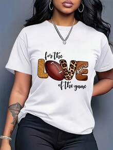 Oversize Slim Plus Size - Women's Oversized T-Shirt - Soft, Loose-Fitting T-Shirt With Football Print, Lightweight And Suitable For Everyday Wear, Events, Game Days, Casual Wear - Women's T-Shirt For All Seasons, Designed "For Love", Weekend Wear, Aesthetic And Youthful, Comfortable Material, Oversized T-Shirt, Ideal For Enthusiasts. - 白色 - 查看 3
