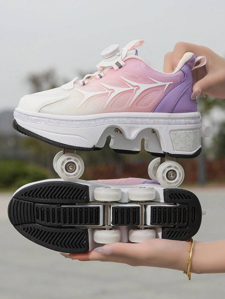Transformable Roller Skates, Student Adjustable 4-Wheel Inline Skates, Dual-Wheel Explosion-Proof Walking Shoes With Buckle Laces, Suitable For Walking Wear, Upgraded 4-Wheel Roller Skates, Suitable For Fitness Walking