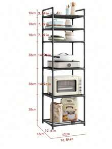 1pc Space-Saving Tall Metal Storage Rack, Bathroom Shelf, Shower Rack, Multi-Tier Floor Standing Bathroom Storage Rack, Bookshelf, Storage Rack, Movable, Easy To Assemble, Suitable For Bathroom, Kitchen, Office, Study, Living Room, Holiday Gift - Multicolor - View 6