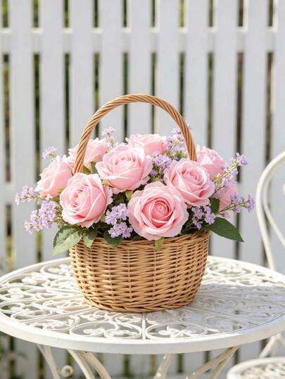 1/3/5 Pcs Artificial Pink Rose Bouquet, Suitable For Wedding Decoration, Room Decoration, Bedroom Decoration, Room Decor Items, String Light Decoration, Home Decoration, House Decoration. It Is An Ideal Choice For Bridal Bouquets And Wrist Flowers, Valentine's Day Gift
