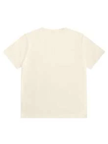 Top de manga corta sencillo, informal y bonito con estampado para niños, ideal para el verano. - Albaricoque - Ver 2