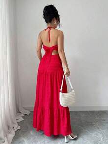 YHHRafferiza Vestido largo elegante con efecto calado y lazo para mujerYHH - Azul marino - Ver 8