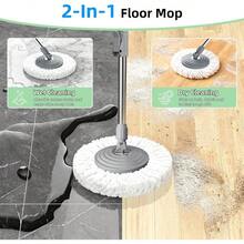 2026 Upgraded Gen 2 Spin Mop And Bucket Set With 4 Swivel Wheels Easy Rolling, Separates Clean Dirty Floor Mop With 6 Washable Mop Heads Wood, Tile, Vinyl, Baseboards - Pink - Xô lau nhà màu hồng + 6 miếng lau thay thế bổ sung - Xem 6