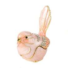 Mini Bird Trinket Box, Vintage Metal Enameled Bird Figurine, Rings Earrings Small Jewelry Box Decorative Hand-Painted Collectible Animal Statue Gift For Girls Women, Pink/Blue - 粉色 - 查看 7